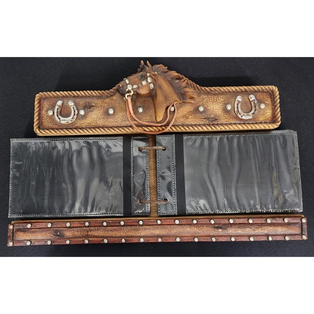 Vintage Western Horse Head Horseshoe Rope Decor Photo Album Page Holder